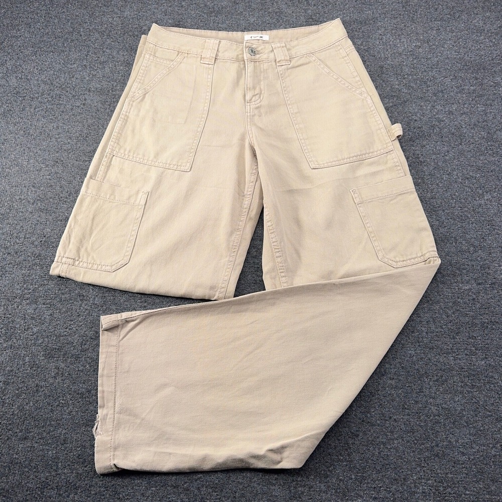 Garage Carpenter‎ Pants Womens 1 Beige Tan Wide Leg Utility Denim